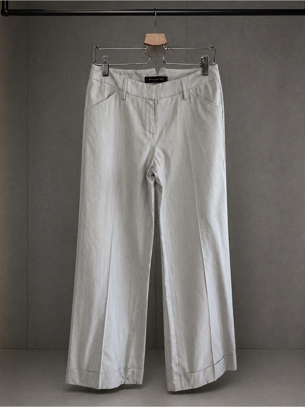 New with Flaw: Barbara Bui Ice Blue Wide Leg Cuff Pants in a Size 38